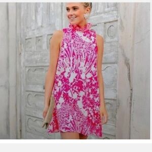 NWT Tuckernuck pink wildflower Blythe ruffle neck dress S